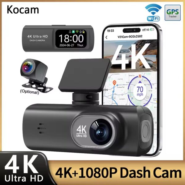 Dash Cam Front & Rear 4K WiFi Car Camera